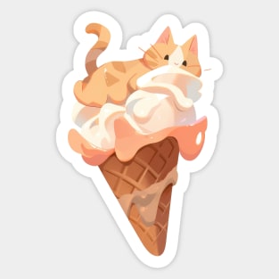 Ice cream kitty cat salted caramel Sticker